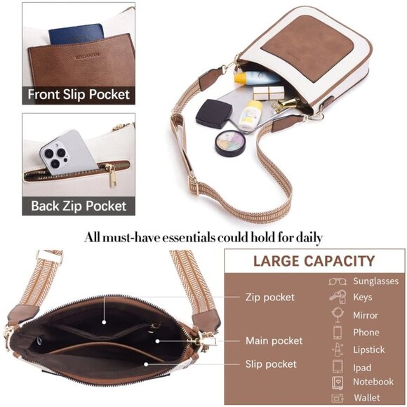 BOSTANTEN Crossbody Bag, Vegan Leather Hobo Handbag with Adjustable Guitar Strap - Picture 13 of 13